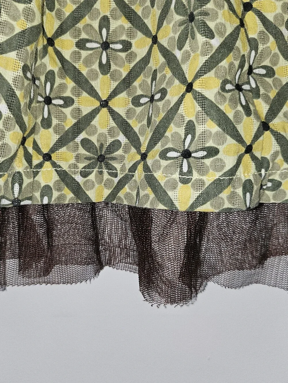 Industry Y2K Yellow and Brown Floral Pattern Midi Skirt Size Medium